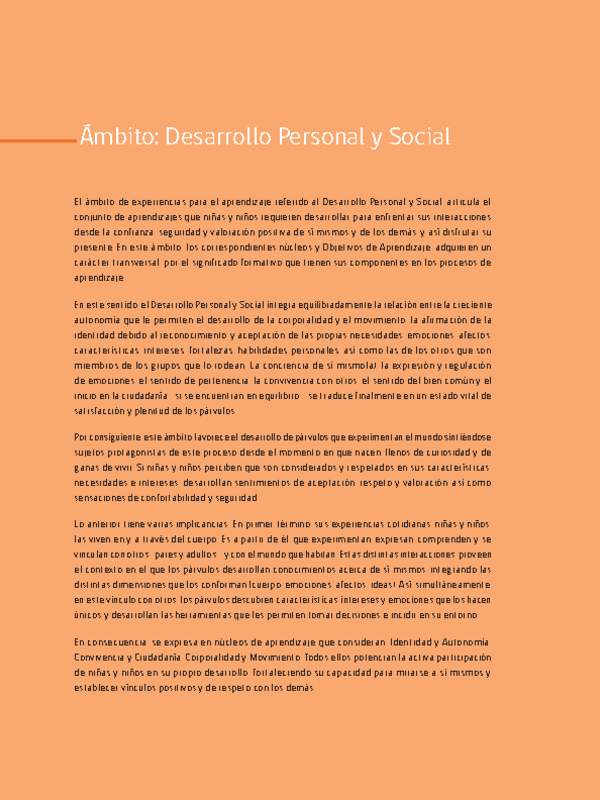 Ámbito: Desarrollo personal y social Ámbito: Desarrollo personal y social