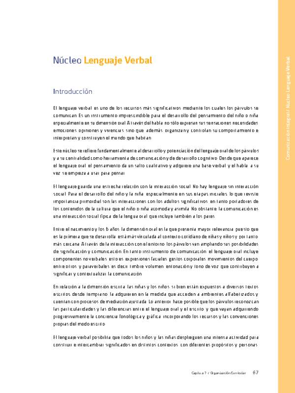 Núcleo: Lenguaje verbal Núcleo: Lenguaje verbal