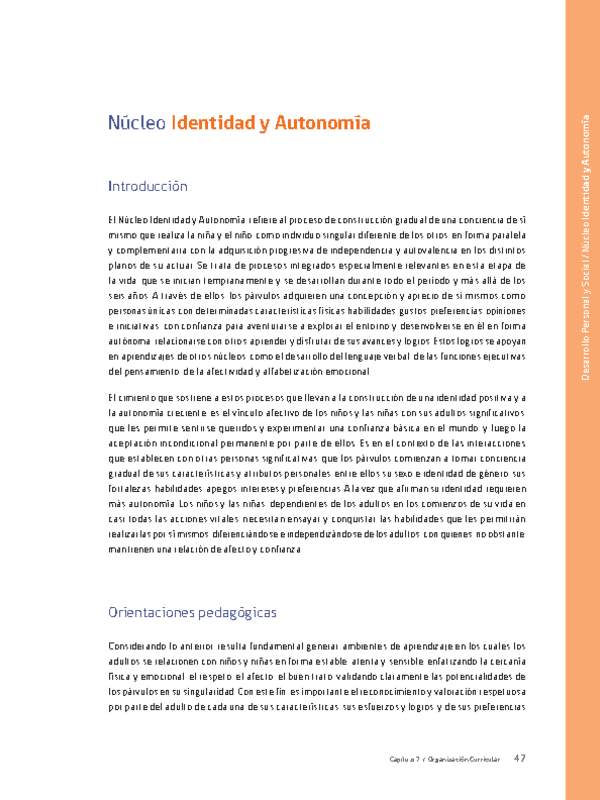 Núcleo: Identidad y autonomía Núcleo: Identidad y autonomía