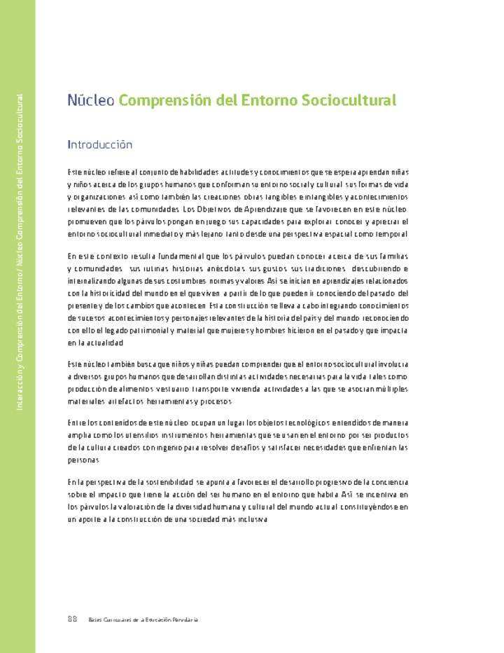 Núcleo: Comprensión del entorno sociocultural Núcleo: Comprensión del entorno sociocultural