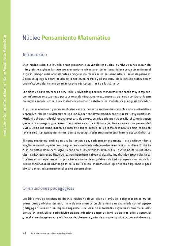 Núcleo: Pensamiento matemático Núcleo: Pensamiento matemático