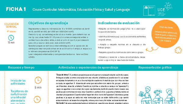 4° básico, Ficha N° 1 Movimiento en 15 minutos 4° básico, Ficha N° 1 Movimiento en 15 minutos