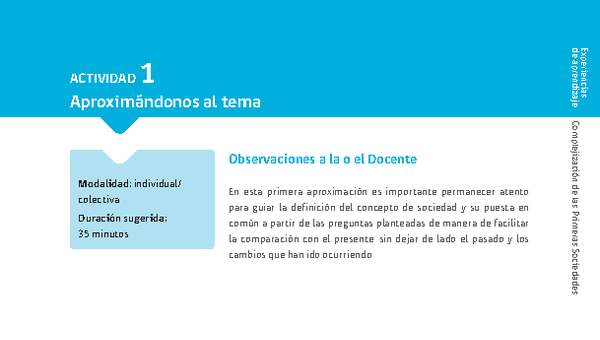 Sugerencia para el profesor: Actividad 1. Aproximándonos al tema Sugerencia para el profesor: Actividad 1. Aproximándonos al tema