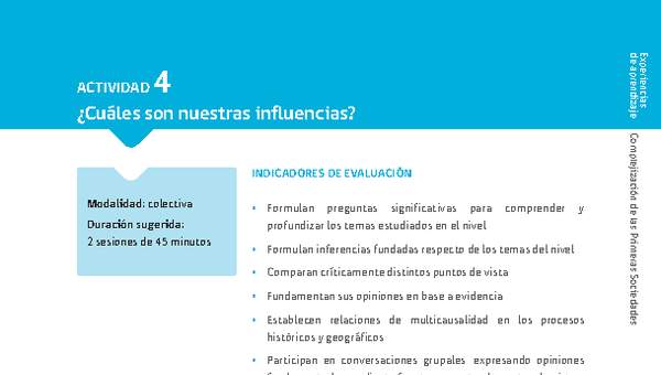Sugerencia para el profesor: 4: ¿Cuáles son nuestras influencias? Sugerencia para el profesor: 4: ¿Cuáles son nuestras influencias?