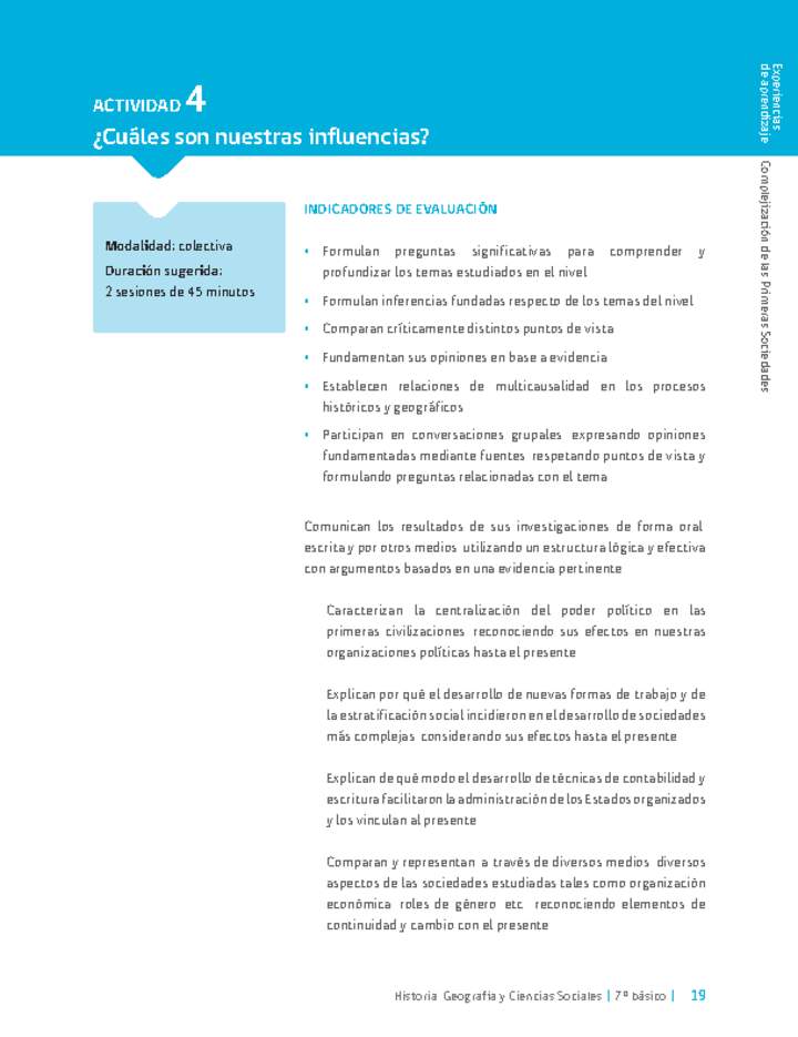 Sugerencia para el profesor: 4: ¿Cuáles son nuestras influencias? Sugerencia para el profesor: 4: ¿Cuáles son nuestras influencias?
