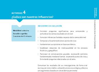 Sugerencia para el profesor: 4: ¿Cuáles son nuestras influencias? Sugerencia para el profesor: 4: ¿Cuáles son nuestras influencias?