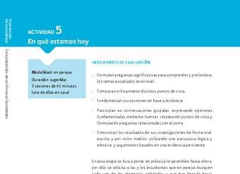 Sugerencia para el profesor: Actividad 5: En qué estamos hoy Sugerencia para el profesor: Actividad 5: En qué estamos hoy