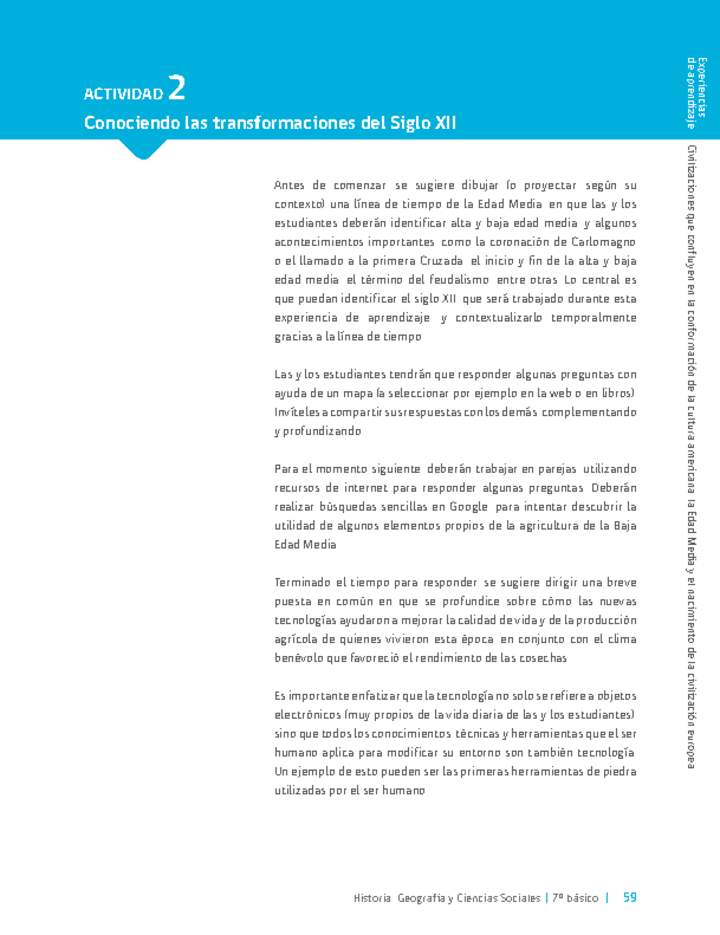 Sugerencia para el profesor: Actividad 2: Conociendo las transformaciones del Siglo XII Sugerencia para el profesor: Actividad 2: Conociendo las transformaciones del Siglo XII