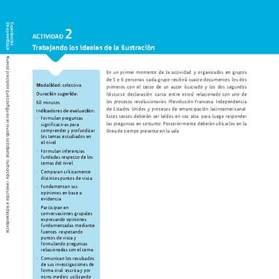 Sugerencia para el profesor: Actividad 2: Trabajando los ideales de la ilustración Sugerencia para el profesor: Actividad 2: Trabajando los ideales de la ilustración