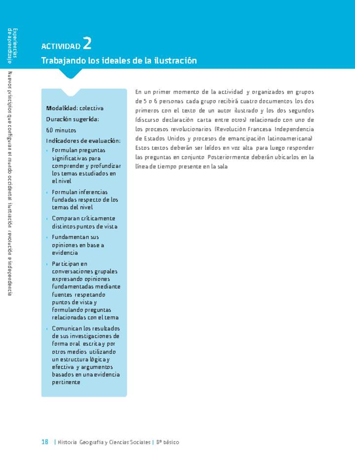 Sugerencia para el profesor: Actividad 2: Trabajando los ideales de la ilustración Sugerencia para el profesor: Actividad 2: Trabajando los ideales de la ilustración