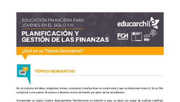 Planificación y Gestión de las Finanzas - Tópico Generativo Planificación y Gestión de las Finanzas - Tópico Generativo