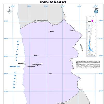 Mapa región de Tarapacá  (color)
