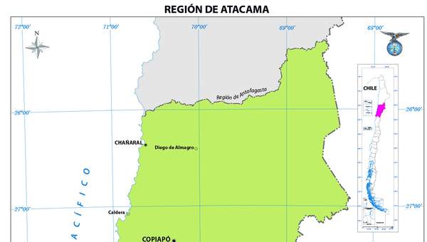 Mapa región de Atacama  (color) Mapa región de Atacama  (color)