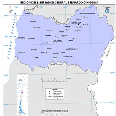 Mapa región del Libertador Bernardo Ohiggins (color) Mapa región del Libertador Bernardo Ohiggins (color)