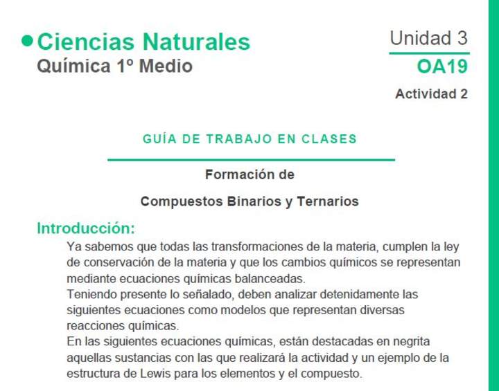 Formación de Compuestos Binarios y Ternarios Formación de Compuestos Binarios y Ternarios