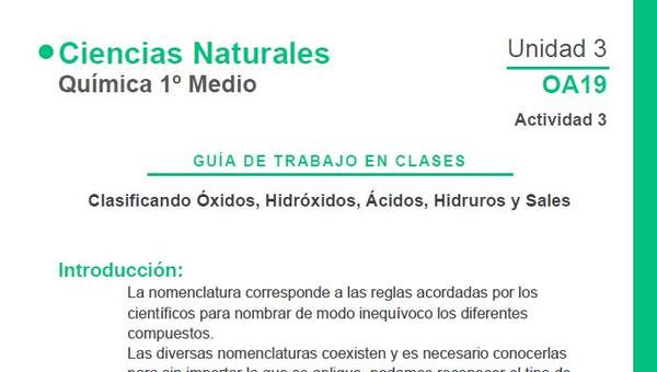 Clasificando Óxidos, Hidróxidos, Ácidos, Hidruros y Sales Clasificando Óxidos, Hidróxidos, Ácidos, Hidruros y Sales