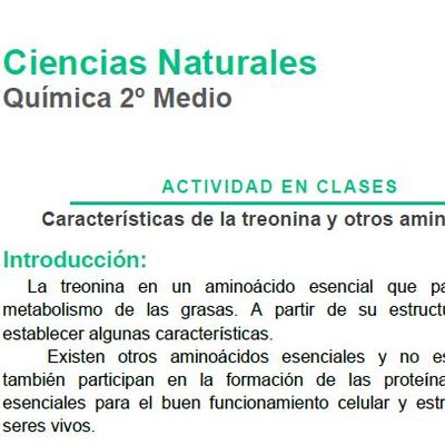 Características de la treonina y otros aminoácidos Características de la treonina y otros aminoácidos