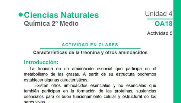 Características de la treonina y otros aminoácidos Características de la treonina y otros aminoácidos