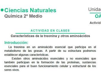 Características de la treonina y otros aminoácidos Características de la treonina y otros aminoácidos