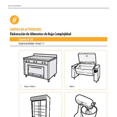 Anexo Elaboración de alimentos de baja complejidad Anexo Elaboración de alimentos de baja complejidad