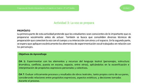 Actividad 3: La voz se prepara Actividad 3: La voz se prepara