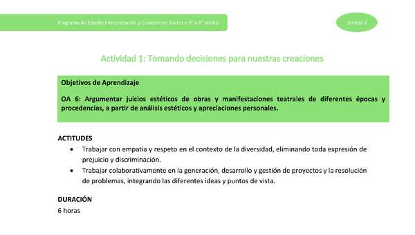 Actividad 1: Tomando decisiones para nuestras creaciones Actividad 1: Tomando decisiones para nuestras creaciones