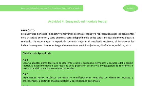 Actividad 4: Ensayando mi montaje teatral Actividad 4: Ensayando mi montaje teatral