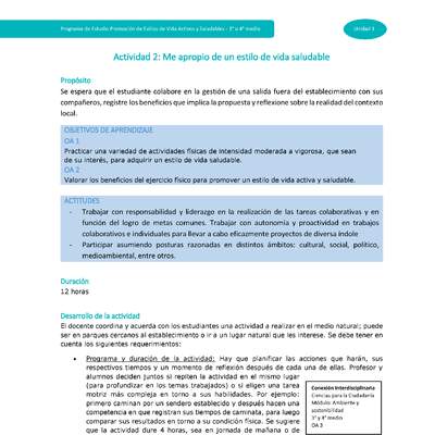Actividad 2: Me apropio de un estilo de vida saludable