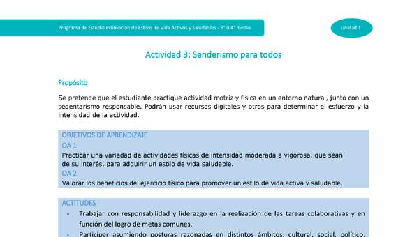 Actividad 3: Senderismo para todos Actividad 3: Senderismo para todos