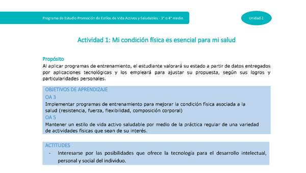 Actividad 1: Mi condición física es esencial para mi salud Actividad 1: Mi condición física es esencial para mi salud
