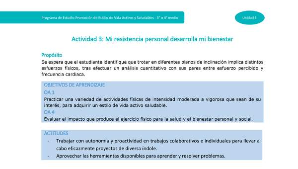 Actividad 3: Mi resistencia personal desarrolla mi bienestar Actividad 3: Mi resistencia personal desarrolla mi bienestar