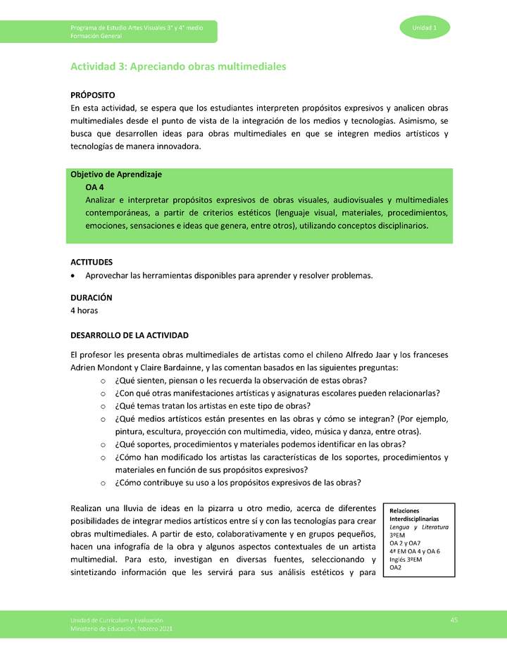 Actividad 3: Apreciando obras multimediales Actividad 3: Apreciando obras multimediales