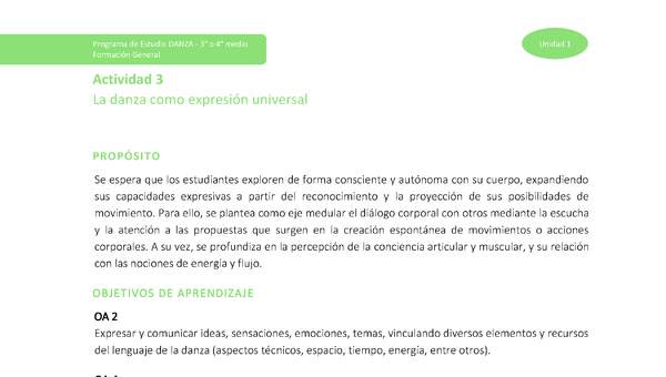 Actividad 3: La danza como expresión universal Actividad 3: La danza como expresión universal