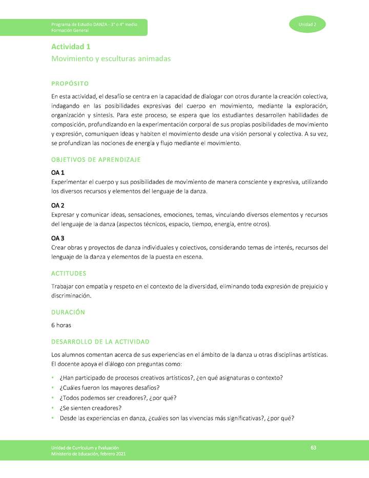 Actividad 1: Movimiento y esculturas animadas Actividad 1: Movimiento y esculturas animadas