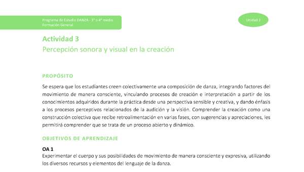 Actividad 3: Percepción sonora y visual en la creación Actividad 3: Percepción sonora y visual en la creación