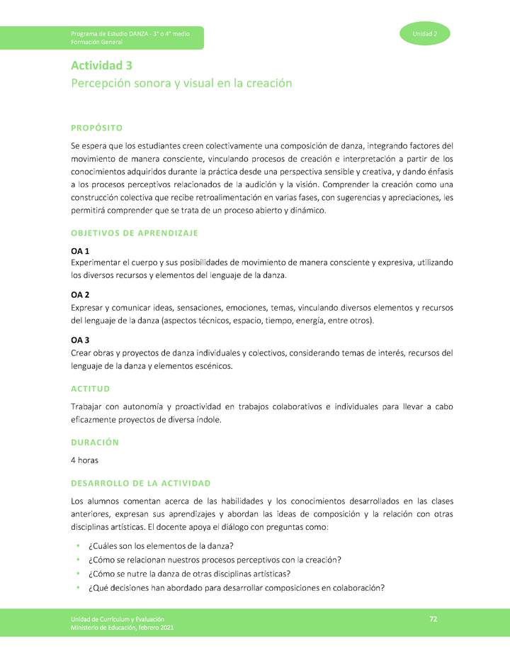 Actividad 3: Percepción sonora y visual en la creación Actividad 3: Percepción sonora y visual en la creación