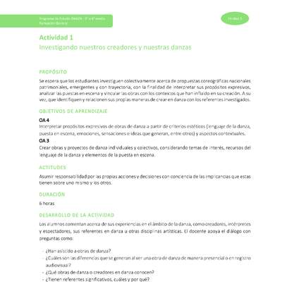 Actividad 1: Investigando, nuestros creadores y nuestras danzas