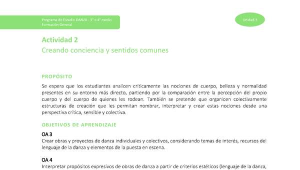 Actividad 2: Creando consciencia y sentidos comunes Actividad 2: Creando consciencia y sentidos comunes
