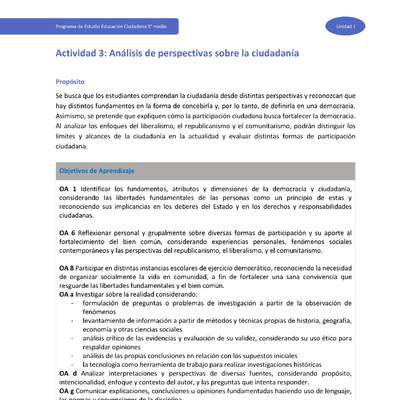 Actividad 3: Análisis de perspectivas sobre la ciudadanía Actividad 3: Análisis de perspectivas sobre la ciudadanía