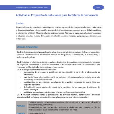 Actividad 4: Propuesta de soluciones para fortalecer la democracia Actividad 4: Propuesta de soluciones para fortalecer la democracia