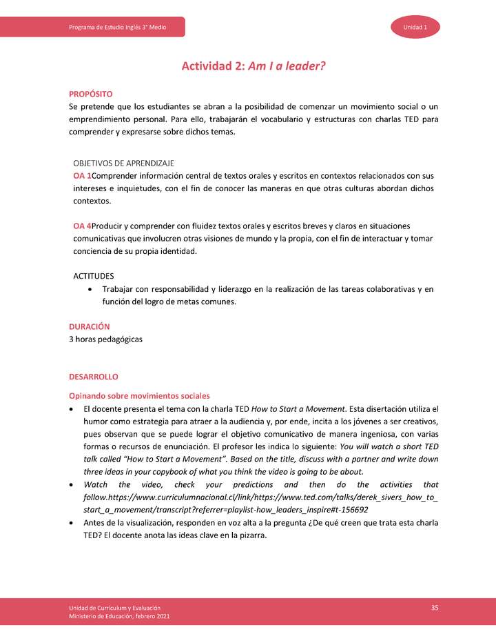 Actividad 2: Am I a leader? Actividad 2: Am I a leader?