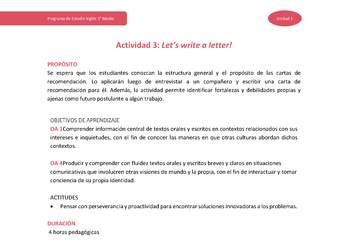 Actividad 3: Let's write a letter! Actividad 3: Let's write a letter!