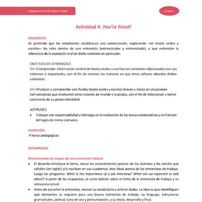 Actividad 4: You're hired! Actividad 4: You're hired!