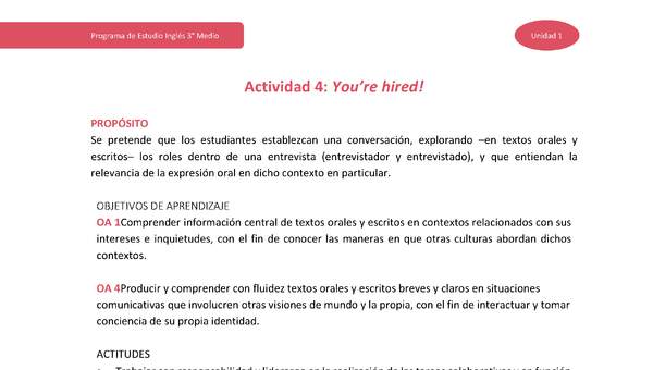 Actividad 4: You're hired! Actividad 4: You're hired!