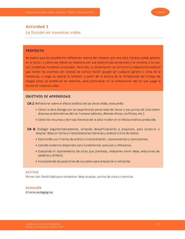 Actividad 1: La ficción en nuestras vidas Actividad 1: La ficción en nuestras vidas