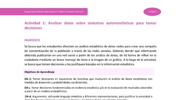Actividad 1: Analizar datos sobre siniestros automovilísticos para tomar decisiones Actividad 1: Analizar datos sobre siniestros automovilísticos para tomar decisiones