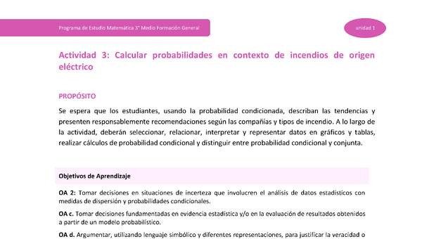 Actividad 3: Calcular probabilidades en contexto de incendios de origen eléctrico Actividad 3: Calcular probabilidades en contexto de incendios de origen eléctrico