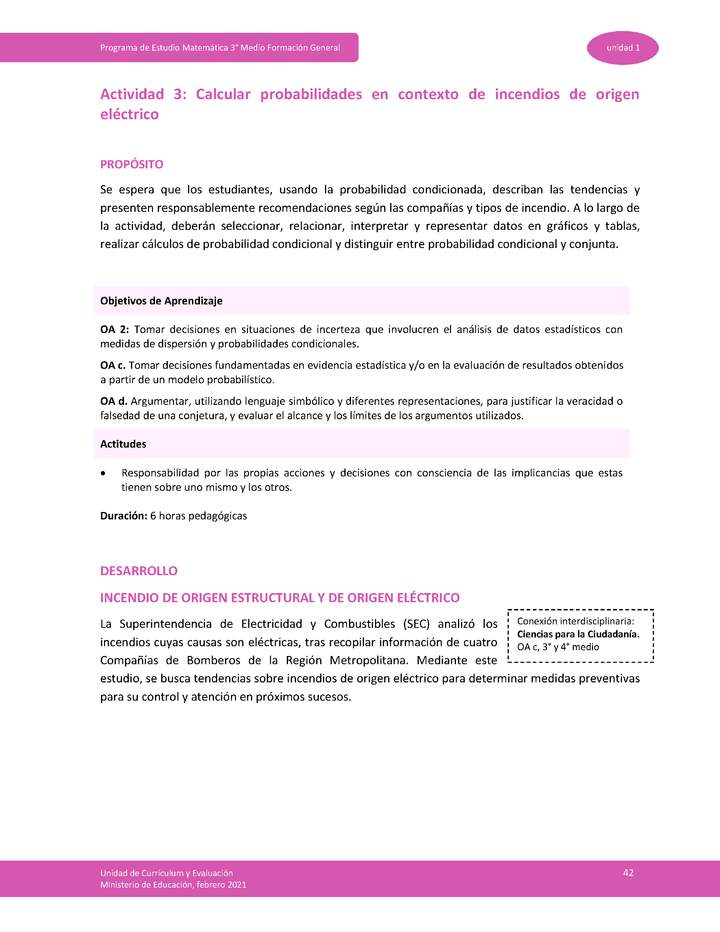 Actividad 3: Calcular probabilidades en contexto de incendios de origen eléctrico Actividad 3: Calcular probabilidades en contexto de incendios de origen eléctrico