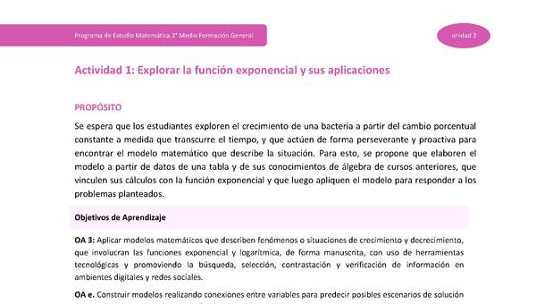 Actividad 1: Explorar la función exponencial y sus aplicaciones Actividad 1: Explorar la función exponencial y sus aplicaciones