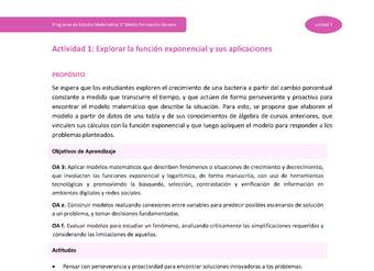 Actividad 1: Explorar la función exponencial y sus aplicaciones Actividad 1: Explorar la función exponencial y sus aplicaciones